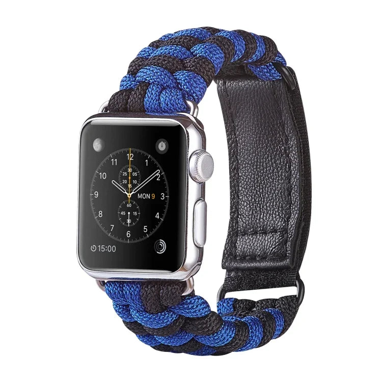 パラコード プレーンウィーブ フック＆ループファスナーナイロンウォッチバンド、Apple Watch Series 8&7 41mm / SE 2&6&SE&5&4 40mm 用、Apple Watch Ultra 49mm / Series 8&7 45mm / SE 2&6&SE&5&4 44mm 用