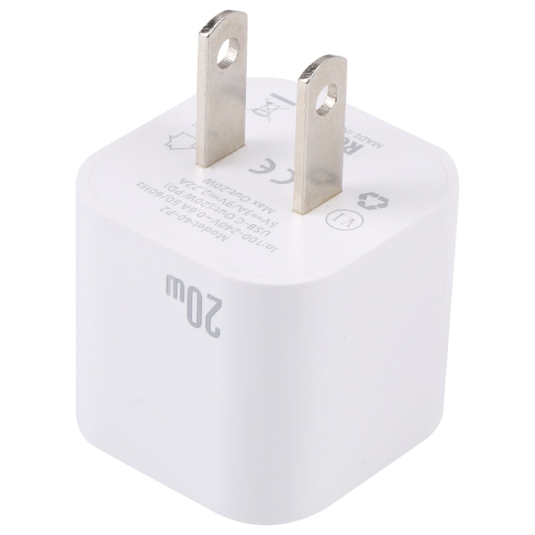 20W PD USB-C/Type-Cインターフェース高速充電チャージャー、仕様：USプラグ、USプラグ