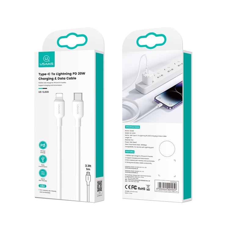 USAMS US-SJ610 U84 PD20W USB-C / Type-C から 8ピン充電データケーブル、PD20W 8ピン 1m