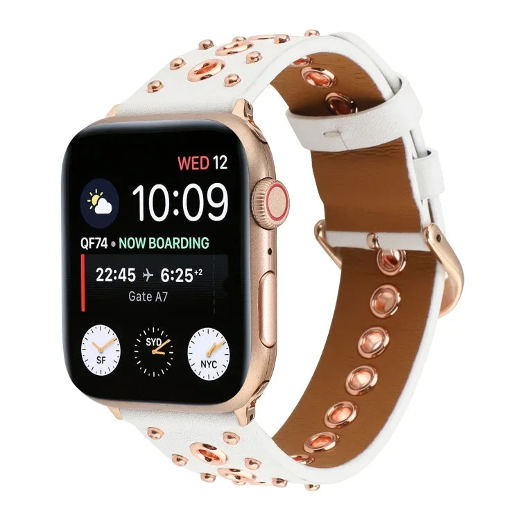 パンクリベット本革ウォッチバンド、Apple Watch Series 7 41mm / 6 & SE & 5 & 4 40mm 用、Apple Watch Ultra 49mm / Series 8&7 45mm / SE 2&6&SE&5&4 44mm 用