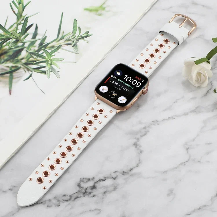 パンクリベット本革ウォッチバンド、Apple Watch Series 7 41mm / 6 & SE & 5 & 4 40mm 用、Apple Watch Ultra 49mm / Series 8&7 45mm / SE 2&6&SE&5&4 44mm 用