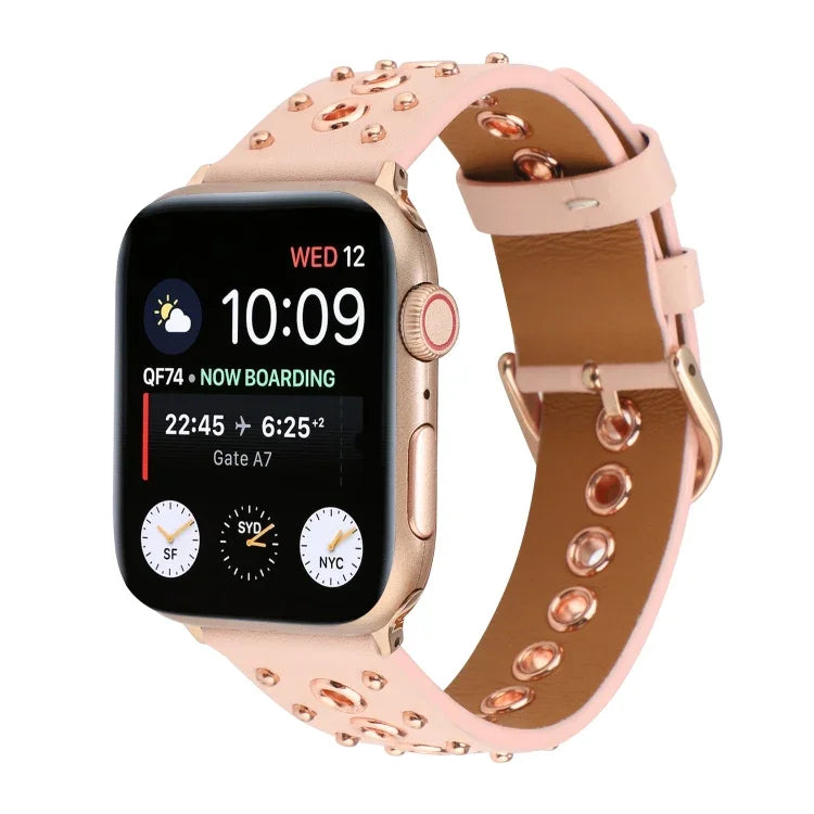 パンクリベット本革ウォッチバンド、Apple Watch Series 7 41mm / 6 & SE & 5 & 4 40mm 用、Apple Watch Ultra 49mm / Series 8&7 45mm / SE 2&6&SE&5&4 44mm 用