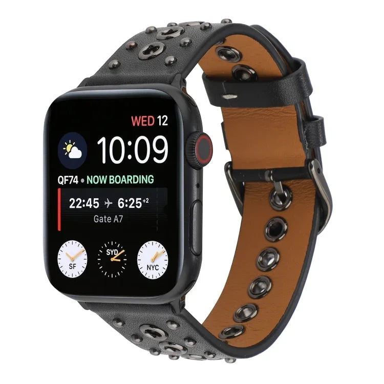 パンクリベット本革ウォッチバンド、Apple Watch Series 7 41mm / 6 & SE & 5 & 4 40mm 用、Apple Watch Ultra 49mm / Series 8&7 45mm / SE 2&6&SE&5&4 44mm 用