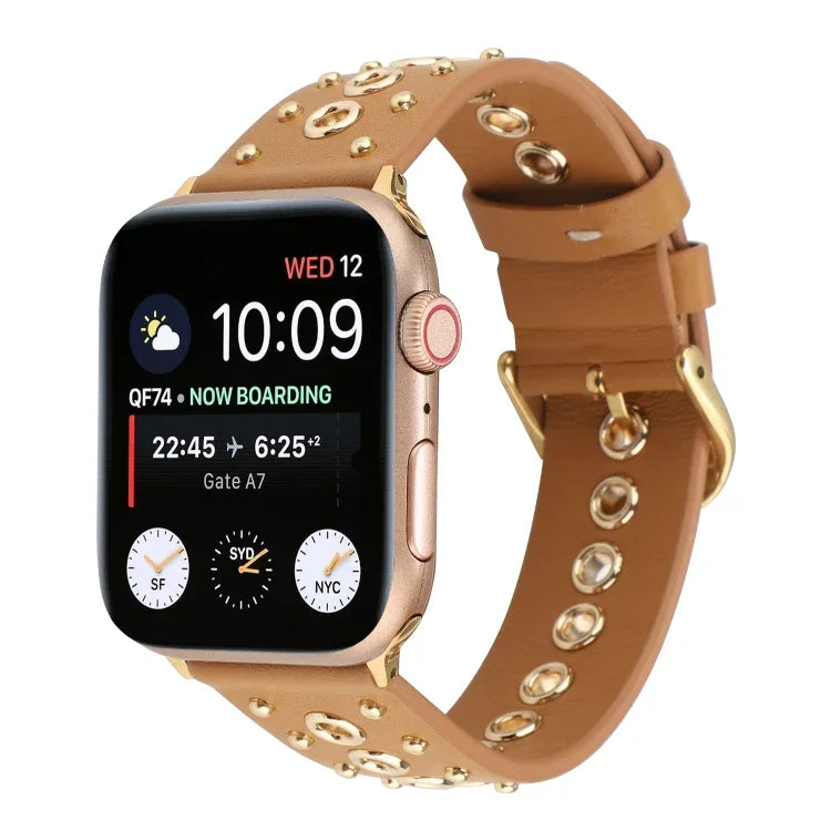パンクリベット本革ウォッチバンド、Apple Watch Series 7 41mm / 6 & SE & 5 & 4 40mm 用、Apple Watch Ultra 49mm / Series 8&7 45mm / SE 2&6&SE&5&4 44mm 用