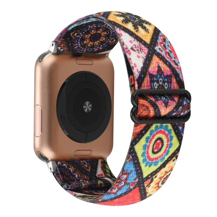 エスニックスタイルバックル伸縮ウォッチバンド、Apple Watch Series 7 41mm / 6 & SE & 5 & 4 40mm 用、Apple Watch Ultra 49mm / Series 8&7 45mm / SE 2&6&SE&5&4 44mm 用
