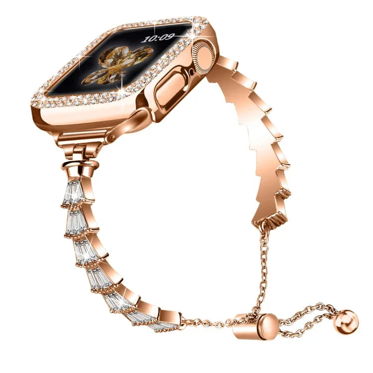 フルダイヤモンドクラウンメタルウォッチバンド、Apple Watch Series 8&7 45mm / SE 2&6&SE&5&4 44mm 用、Apple Watch Series 8&7 41mm / SE 2&6&SE&5&4 40mm 用