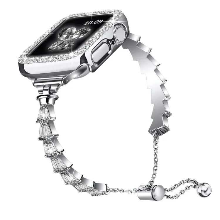 フルダイヤモンドクラウンメタルウォッチバンド、Apple Watch Series 8&7 45mm / SE 2&6&SE&5&4 44mm 用、Apple Watch Series 8&7 41mm / SE 2&6&SE&5&4 40mm 用