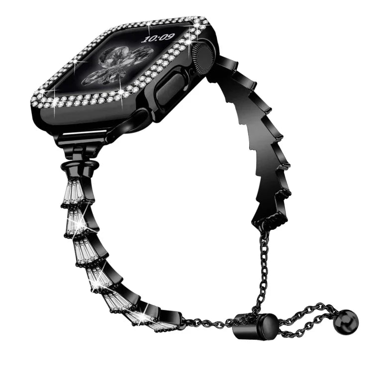 フルダイヤモンドクラウンメタルウォッチバンド、Apple Watch Series 8&7 45mm / SE 2&6&SE&5&4 44mm 用、Apple Watch Series 8&7 41mm / SE 2&6&SE&5&4 40mm 用