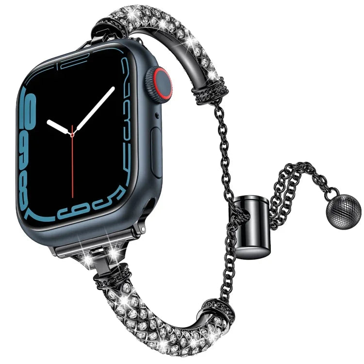フルダイヤモンドメタルブレスレットウォッチバンド、Apple Watch Series 8&7 45mm / SE 2&6&SE&5&4 44mm 用、Apple Watch Series 8&7 41mm / SE 2&6&SE&5&4 40mm 用