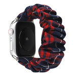 チェック柄花柄布製ヘアリングウォッチバンド、Apple Watch Ultra 49mm / シリーズ 8&7 45mm / SE 2&6&SE&5&4 44mm / 3&2&1 42mm 用、Apple Watch シリーズ 8&7 41mm / SE 2&6&SE&5&4 40mm / 3&2&1 38mm 用