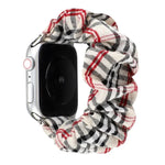 チェック柄花柄布製ヘアリングウォッチバンド、Apple Watch Ultra 49mm / シリーズ 8&7 45mm / SE 2&6&SE&5&4 44mm / 3&2&1 42mm 用、Apple Watch シリーズ 8&7 41mm / SE 2&6&SE&5&4 40mm / 3&2&1 38mm 用