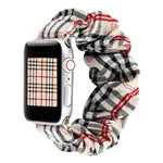 チェック柄花柄布製ヘアリングウォッチバンド、Apple Watch Ultra 49mm / シリーズ 8&7 45mm / SE 2&6&SE&5&4 44mm / 3&2&1 42mm 用、Apple Watch シリーズ 8&7 41mm / SE 2&6&SE&5&4 40mm / 3&2&1 38mm 用