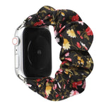 チェック柄花柄布製ヘアリングウォッチバンド、Apple Watch Ultra 49mm / シリーズ 8&7 45mm / SE 2&6&SE&5&4 44mm / 3&2&1 42mm 用、Apple Watch シリーズ 8&7 41mm / SE 2&6&SE&5&4 40mm / 3&2&1 38mm 用