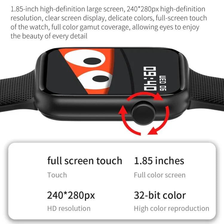 HT15 1.85インチ シリコンバンド IP67防水 スマートウォッチ、Bluetooth通話／睡眠モニタリング対応