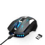 HXSJ T300 7キー 2400DPI 2.4G カラフル発光 ワイヤレスマウス、T300 ブラック