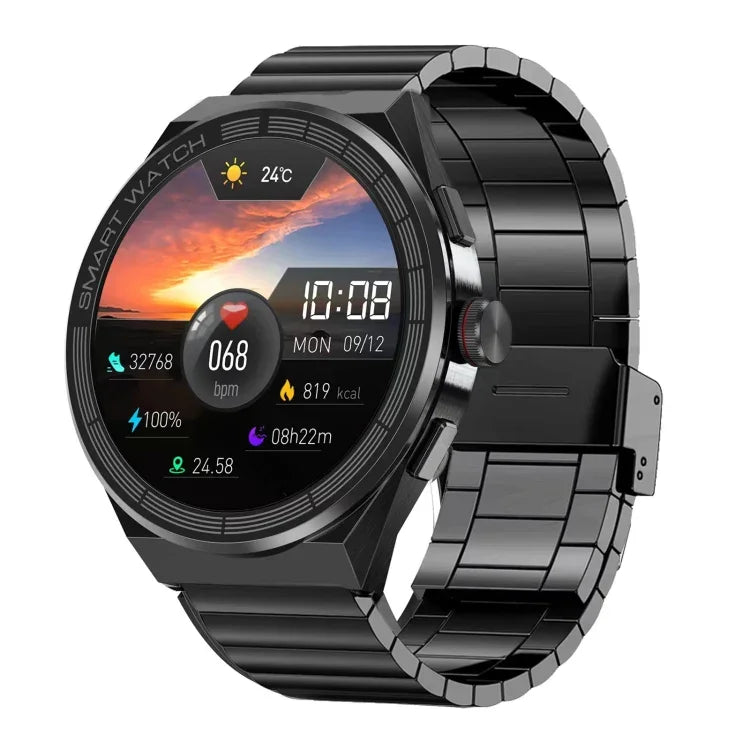 BM01 1.45インチ スチールバンド IP68防水 スマートウォッチ Bluetooth通話／NFC対応、スチールバンド（ブラック）、スチールバンド（シルバー）