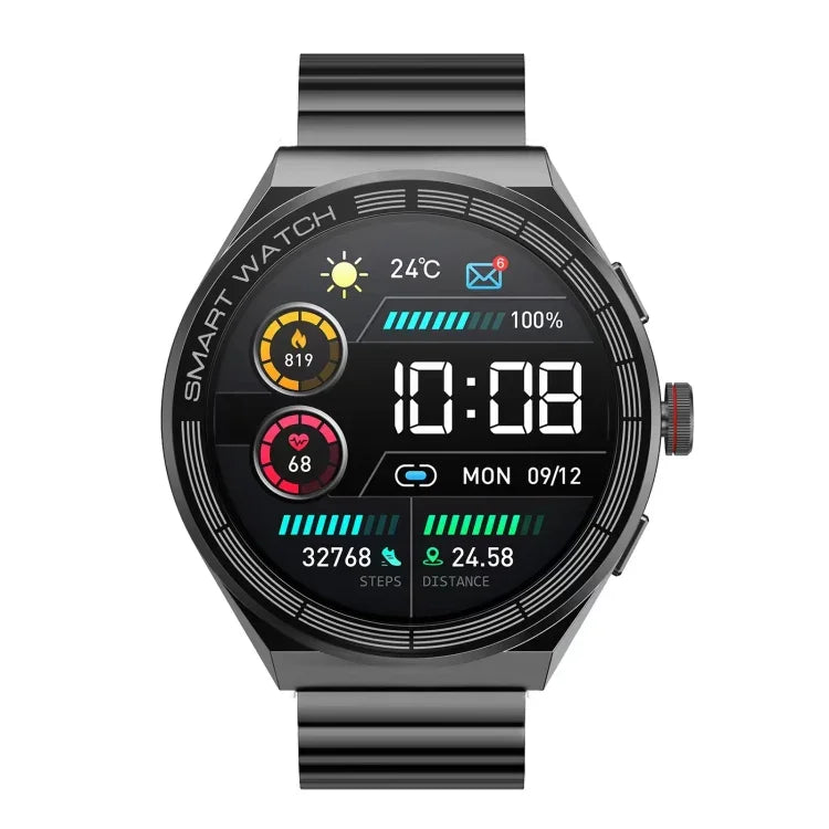 BM01 1.45インチ スチールバンド IP68防水 スマートウォッチ Bluetooth通話／NFC対応、スチールバンド（ブラック）、スチールバンド（シルバー）