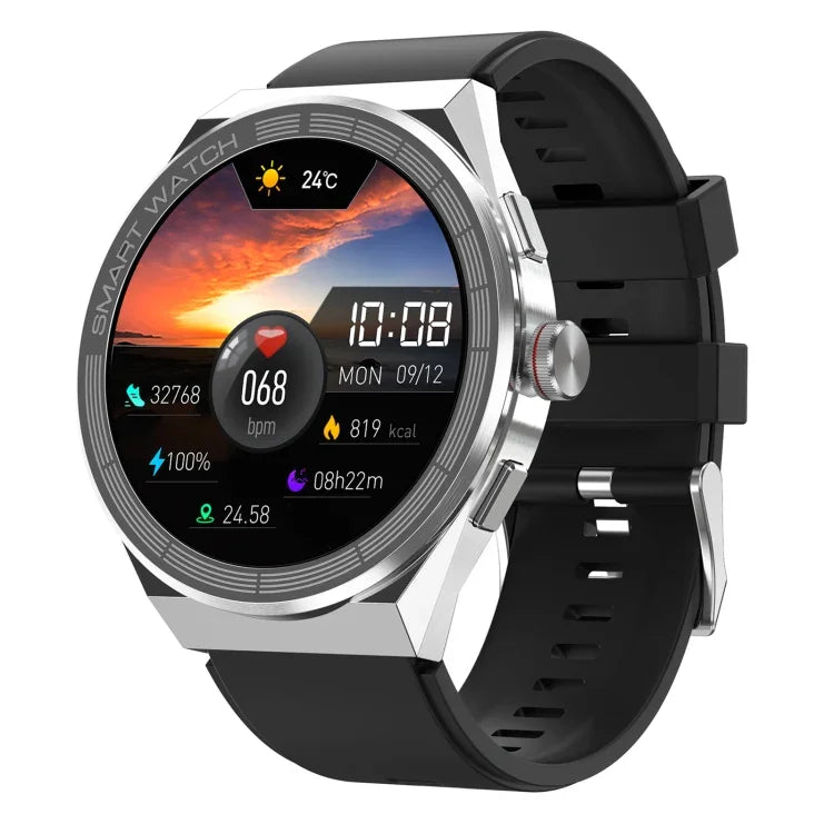 BM01 1.45インチ シリコンバンド IP68防水 スマートウォッチ Bluetooth通話／NFC対応、シリコンバンド（シルバー）、シリコンバンド（ブラック）