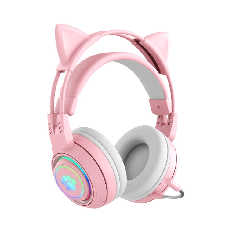 T25 RGB ステレオ猫耳Bluetoothワイヤレスヘッドホン 取り外し可能マイク付き