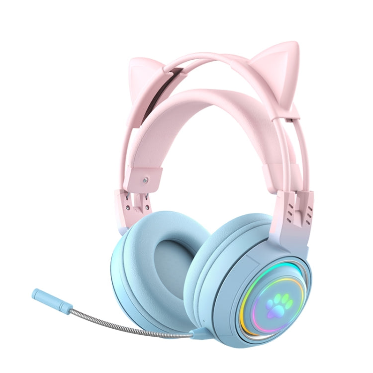 T25 RGB ステレオ猫耳Bluetoothワイヤレスヘッドホン 取り外し可能マイク付き