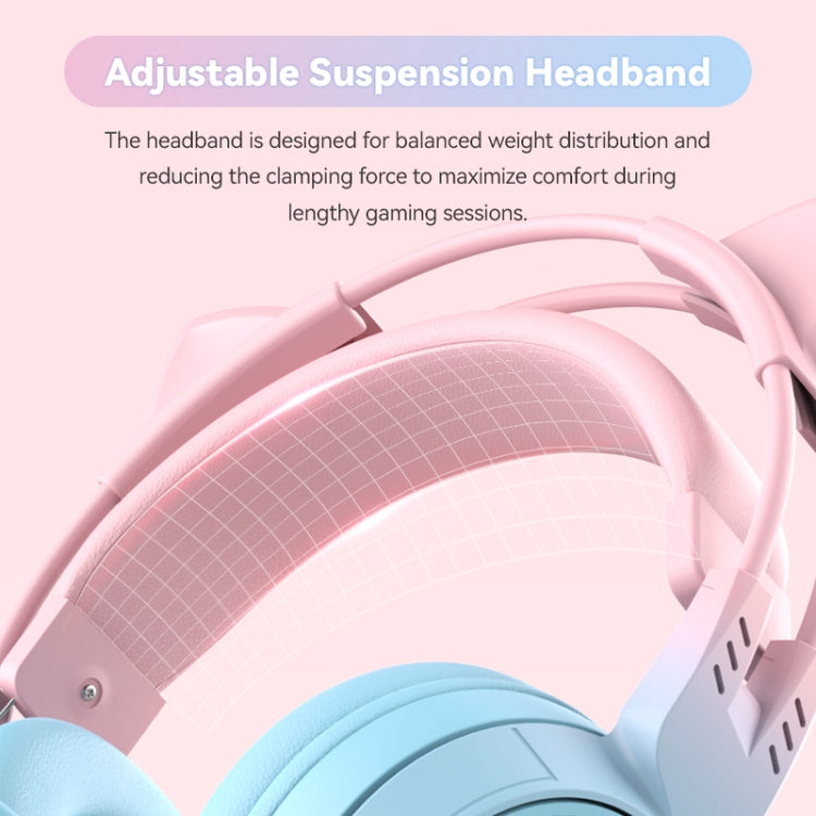 T25 RGB ステレオ猫耳Bluetoothワイヤレスヘッドホン 取り外し可能マイク付き