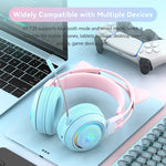 T25 RGB ステレオ猫耳Bluetoothワイヤレスヘッドホン 取り外し可能マイク付き