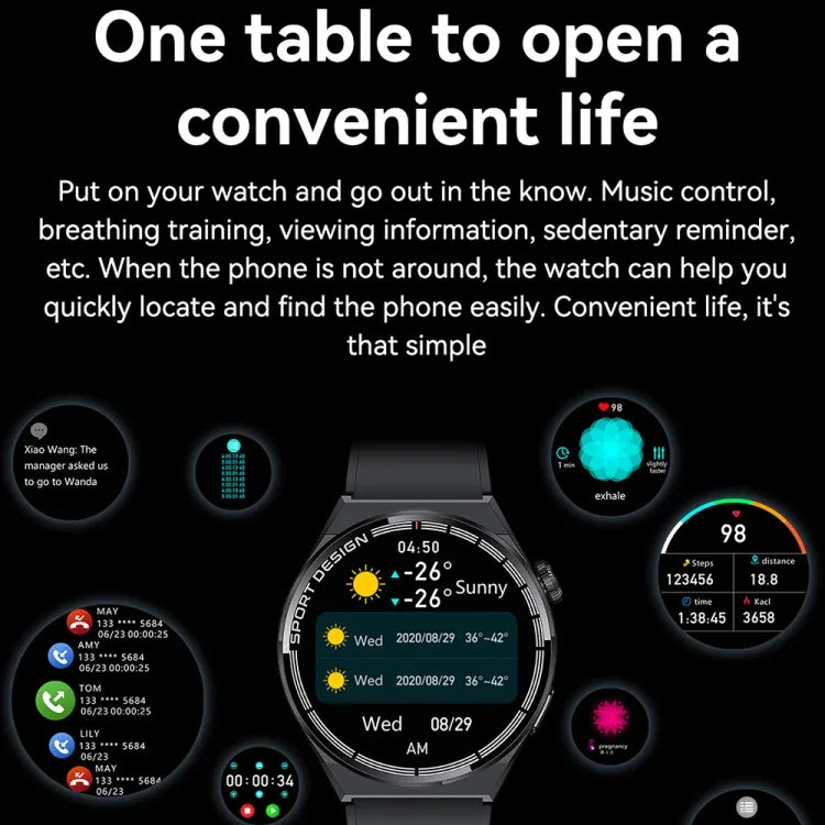 HDT 3 Max 1.6インチ レザーバンド IP67防水 スマートウォッチ Bluetooth通話／NFC対応、レザーバンド（ブラック）、レザーバンド（シルバー）
