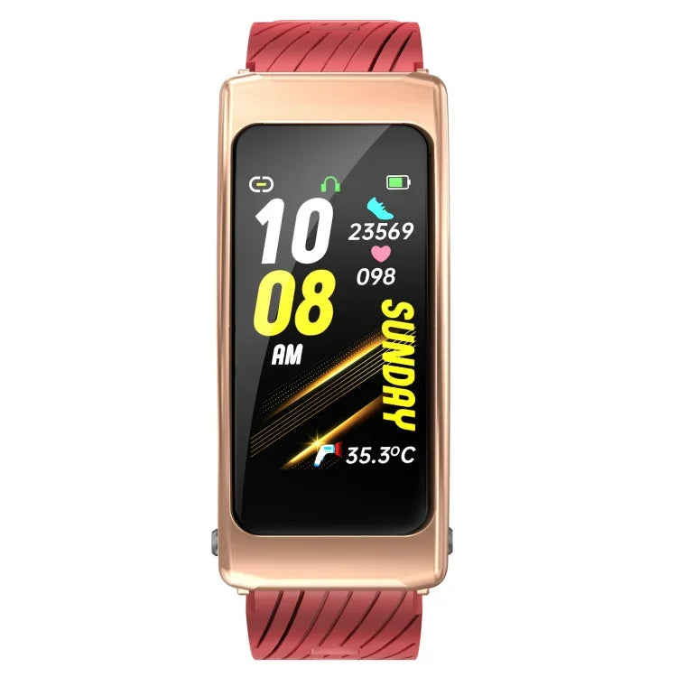 K20 1.14インチ シリコンバンド イヤホン取り外し可能 ライフ防水スマートウォッチ Bluetooth通話対応、シリコンバンド（ブラックローズゴールド）
