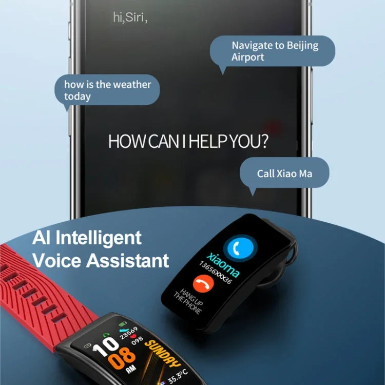 K20 1.14インチ シリコンバンド イヤホン取り外し可能 ライフ防水スマートウォッチ Bluetooth通話対応、シリコンバンド（ブラックローズゴールド）