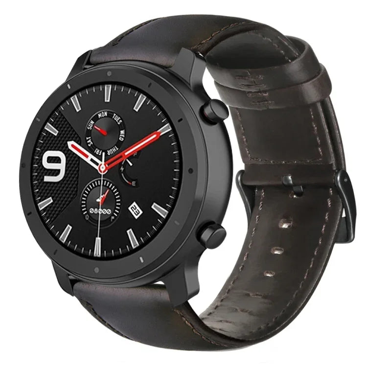 オイルワックス本革時計バンド Amazfit GTR 47mm / Pace / Stratos用、Amazfit 2 Stratos用、Ticwatch Pro / E2 / S2用、Pebble Gen 1用、Pebble Time用