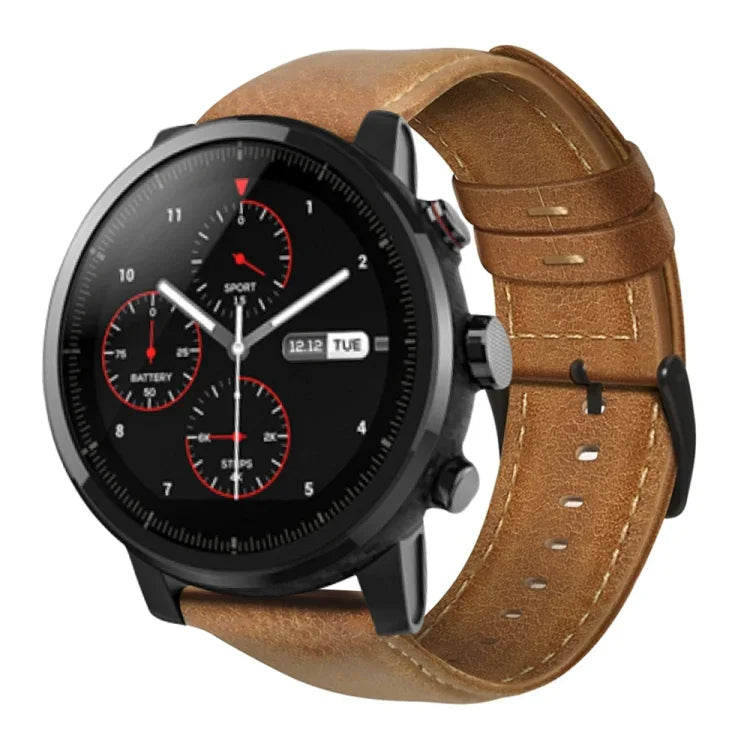 オイルワックス本革時計バンド Amazfit GTR 47mm / Pace / Stratos用、Amazfit 2 Stratos用、Ticwatch Pro / E2 / S2用、Pebble Gen 1用、Pebble Time用