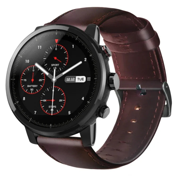オイルワックス本革時計バンド Amazfit GTR 47mm / Pace / Stratos用、Amazfit 2 Stratos用、Ticwatch Pro / E2 / S2用、Pebble Gen 1用、Pebble Time用