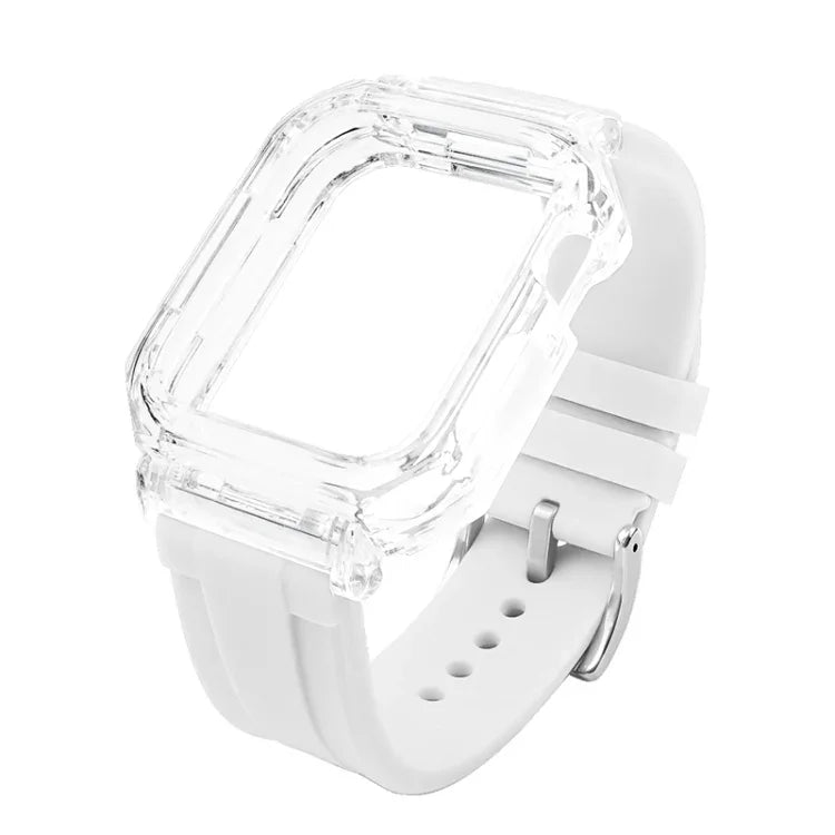 クリスタルクリアポリカーボネートケースシリコンウォッチバンド、Apple Watch Series 8&7 45mm用