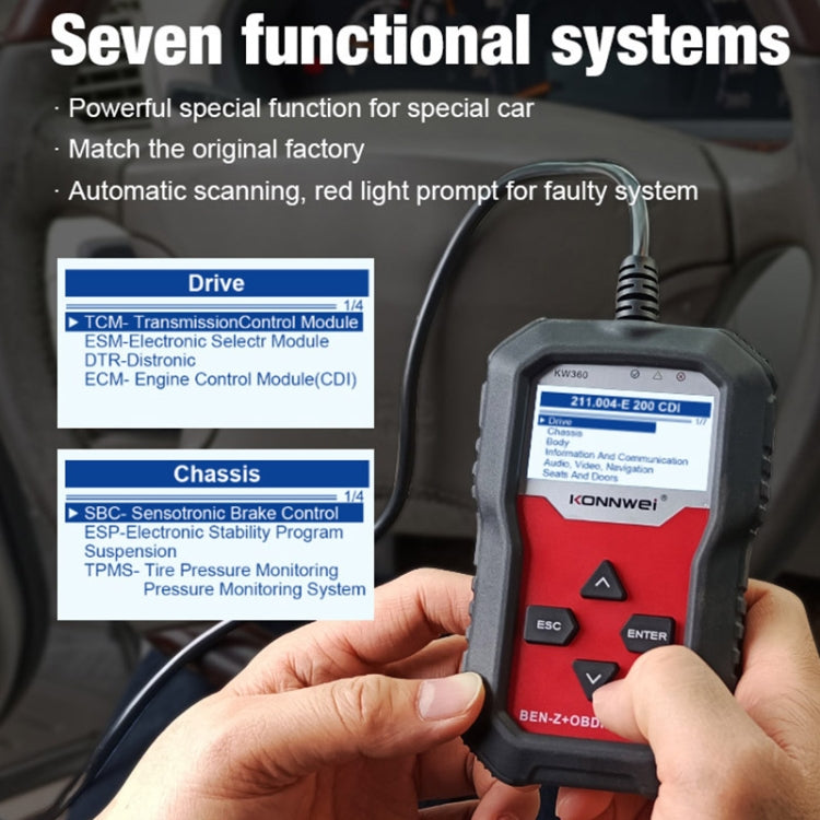 KONNWE KW360 2.4 inch OBD2 Car Fault Detector, For Mercedes Benz