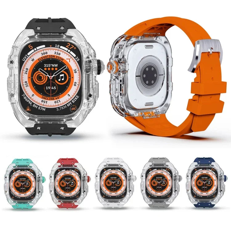 フッ素ゴムクリアアーマーケースウォッチバンド、Apple Watch Ultra 3 / 2 / 1 49mm用