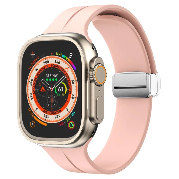 マグネティックフォールドクラスプシリコンウォッチバンド、Apple Watch Series 8&7 45mm用、Apple Watch Series 8&7 41mm用