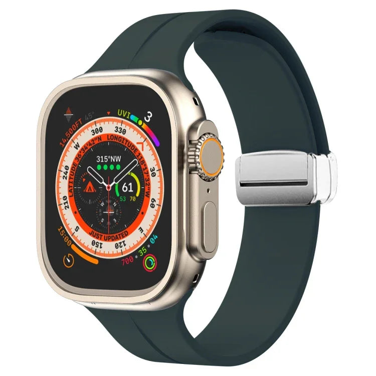 マグネティックフォールドクラスプシリコンウォッチバンド、Apple Watch Series 8&7 45mm用、Apple Watch Series 8&7 41mm用