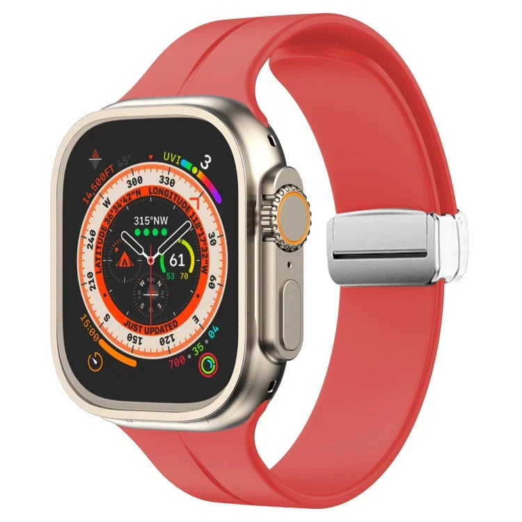 マグネティックフォールドクラスプシリコンウォッチバンド、Apple Watch Series 8&7 45mm用、Apple Watch Series 8&7 41mm用