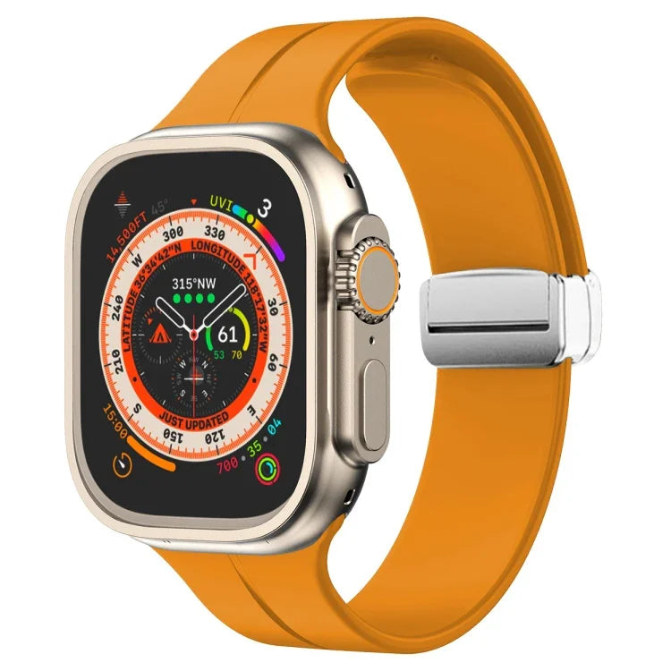 マグネティックフォールドクラスプシリコンウォッチバンド、Apple Watch Series 8&7 45mm用、Apple Watch Series 8&7 41mm用