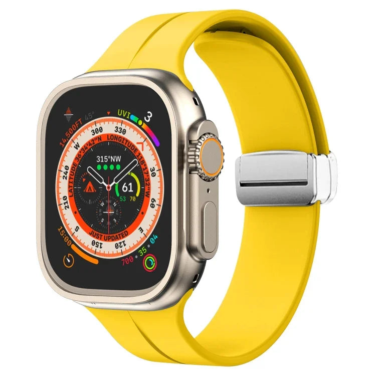 マグネティックフォールドクラスプシリコンウォッチバンド、Apple Watch Series 8&7 45mm用、Apple Watch Series 8&7 41mm用
