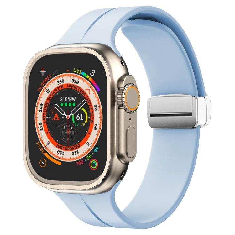 マグネティックフォールドクラスプシリコンウォッチバンド、Apple Watch Series 8&7 45mm用、Apple Watch Series 8&7 41mm用