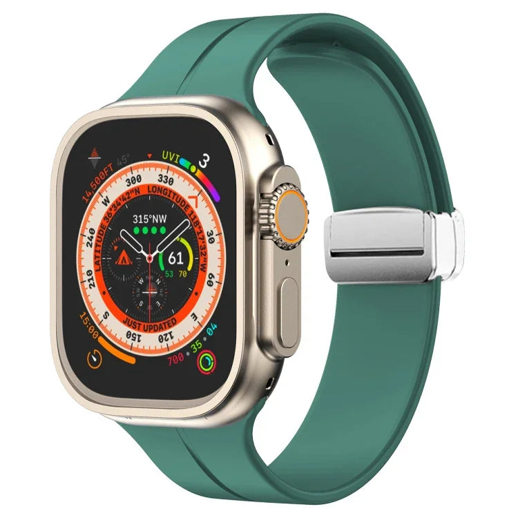 マグネティックフォールドクラスプシリコンウォッチバンド、Apple Watch Series 8&7 45mm用、Apple Watch Series 8&7 41mm用