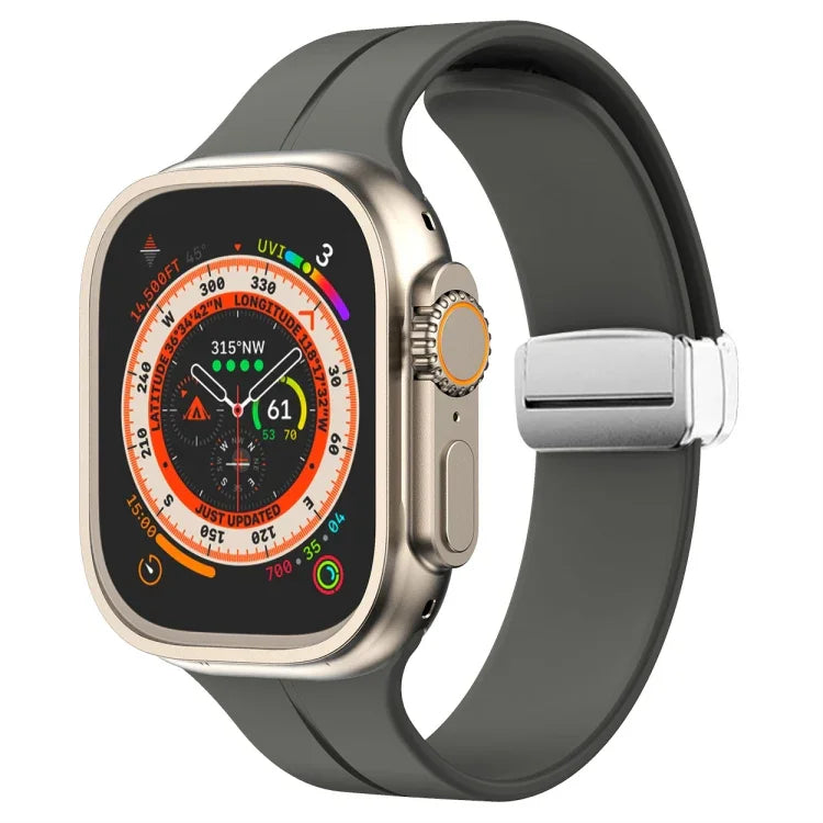 マグネティックフォールドクラスプシリコンウォッチバンド、Apple Watch Series 8&7 45mm用、Apple Watch Series 8&7 41mm用