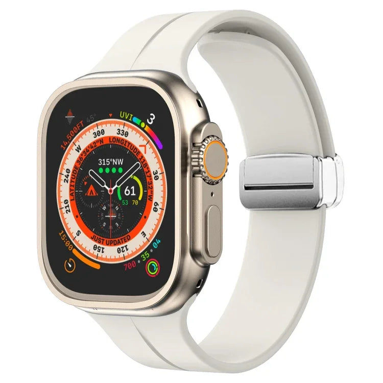 マグネティックフォールドクラスプシリコンウォッチバンド、Apple Watch Series 8&7 45mm用、Apple Watch Series 8&7 41mm用