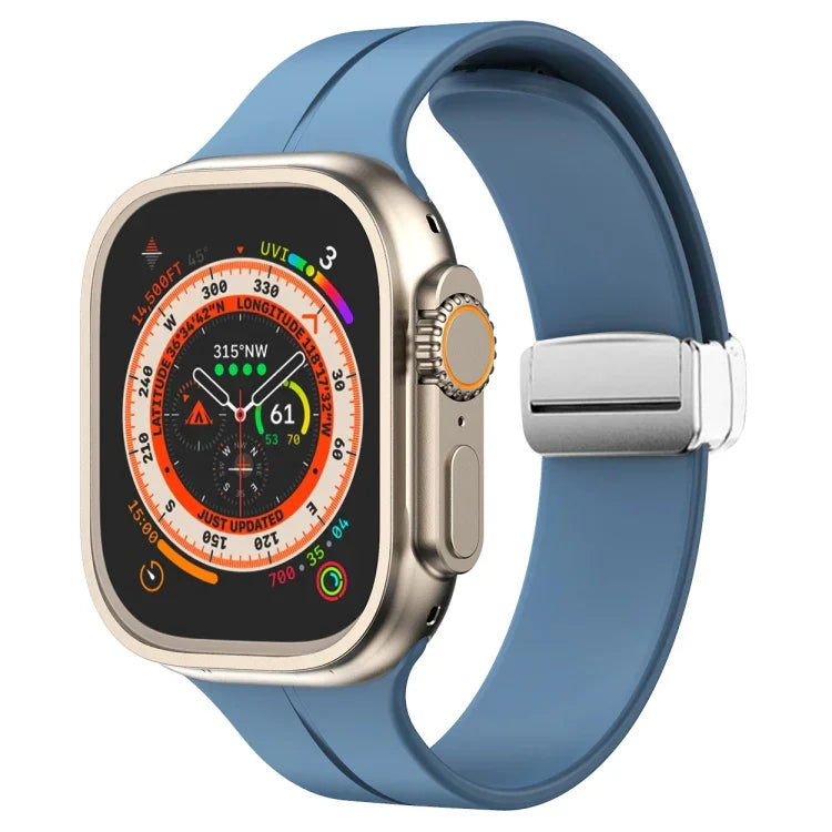 マグネティックフォールドクラスプシリコンウォッチバンド、Apple Watch Series 8&7 45mm用、Apple Watch Series 8&7 41mm用
