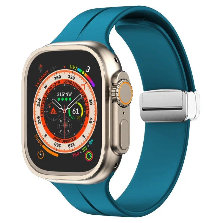 マグネティックフォールドクラスプシリコンウォッチバンド、Apple Watch Series 8&7 45mm用、Apple Watch Series 8&7 41mm用