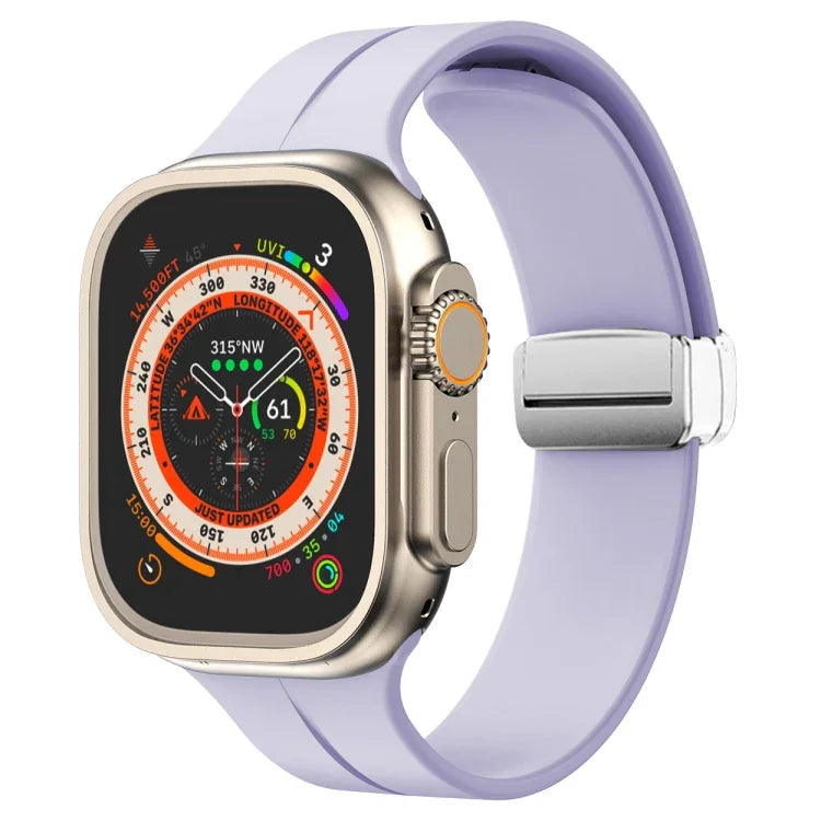 マグネティックフォールドクラスプシリコンウォッチバンド、Apple Watch Series 8&7 45mm用、Apple Watch Series 8&7 41mm用