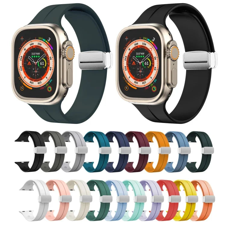 マグネティックフォールドクラスプシリコンウォッチバンド、Apple Watch Series 8&7 45mm用、Apple Watch Series 8&7 41mm用