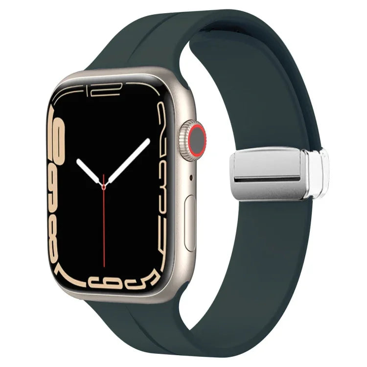 マグネティックフォールドクラスプシリコンウォッチバンド、Apple Watch Series 8&7 45mm用、Apple Watch Series 8&7 41mm用