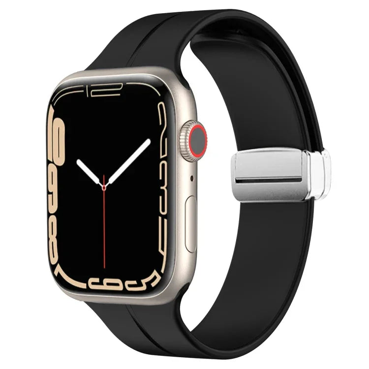 マグネティックフォールドクラスプシリコンウォッチバンド、Apple Watch Series 8&7 45mm用、Apple Watch Series 8&7 41mm用